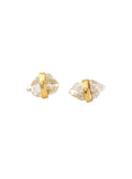 Herkimer Quartz with Diamond Stud Earrings