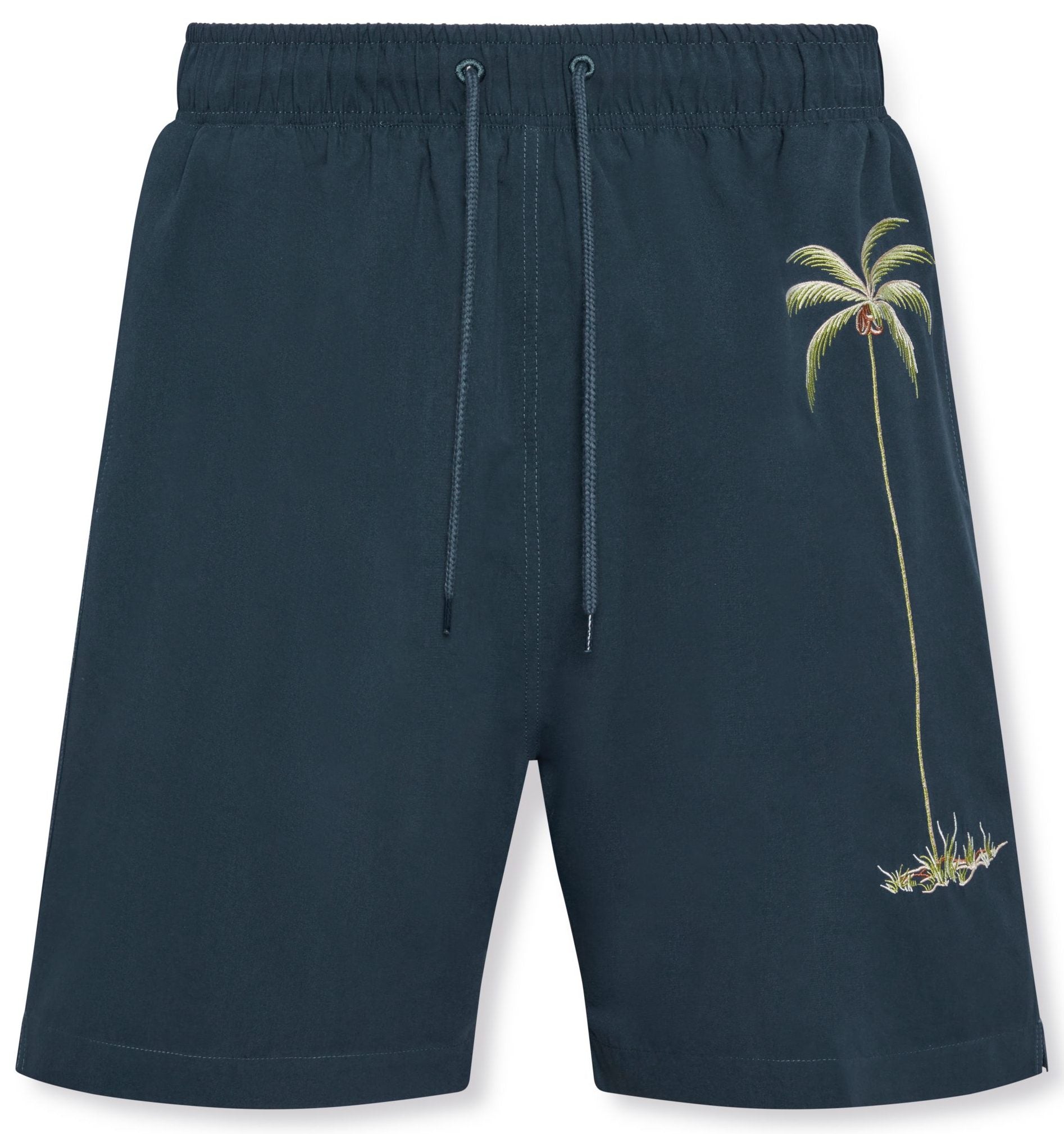 EMBROIDERED SWIM SHORTS, NAVY - Sax Style