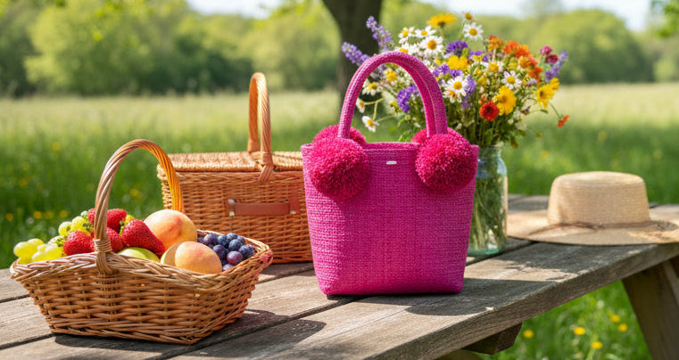Schooner Straw Mini Bag with Pompom Accent