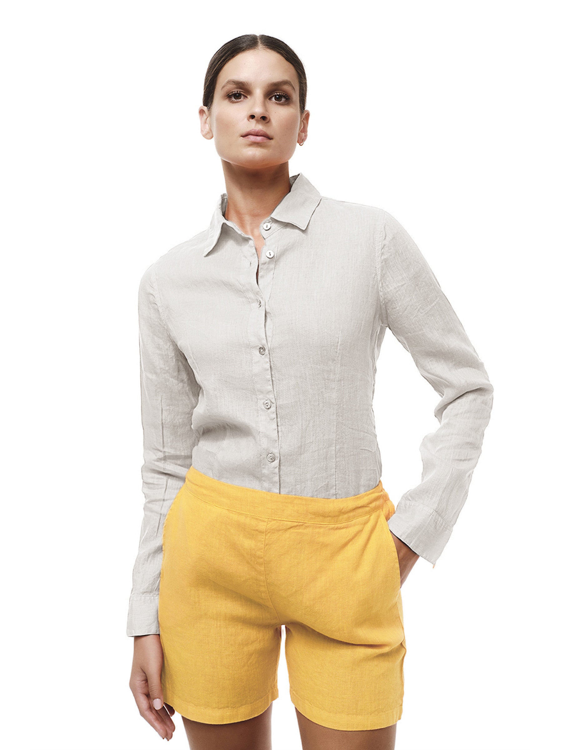 Linen Long Sleeved Shirt With Darts