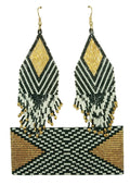DIAMOND AND ANGLES BEADED EARRINGS AND BRACELET SET