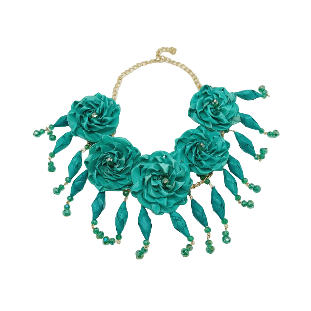 RAIN OF BLUE FLOWERS NECKLACE WITH EARRINGS SET