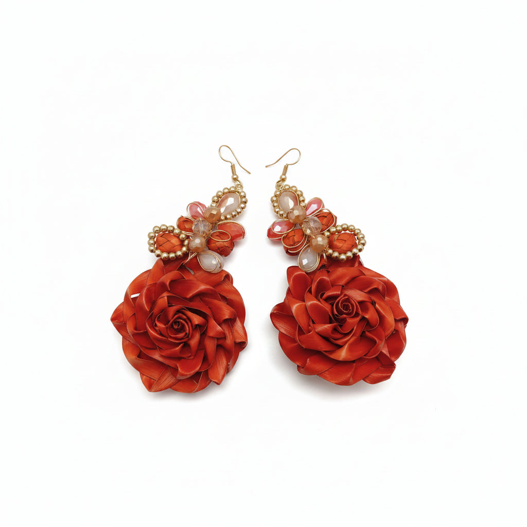 HANDMADE ROSES EARRINGS WITH FINE RHINGES - Sax Style
