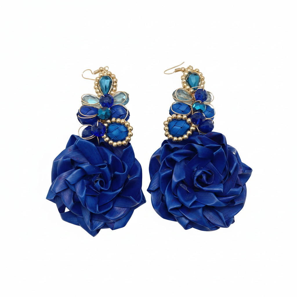 HANDMADE ROSES EARRINGS WITH FINE RHINGES - Sax Style