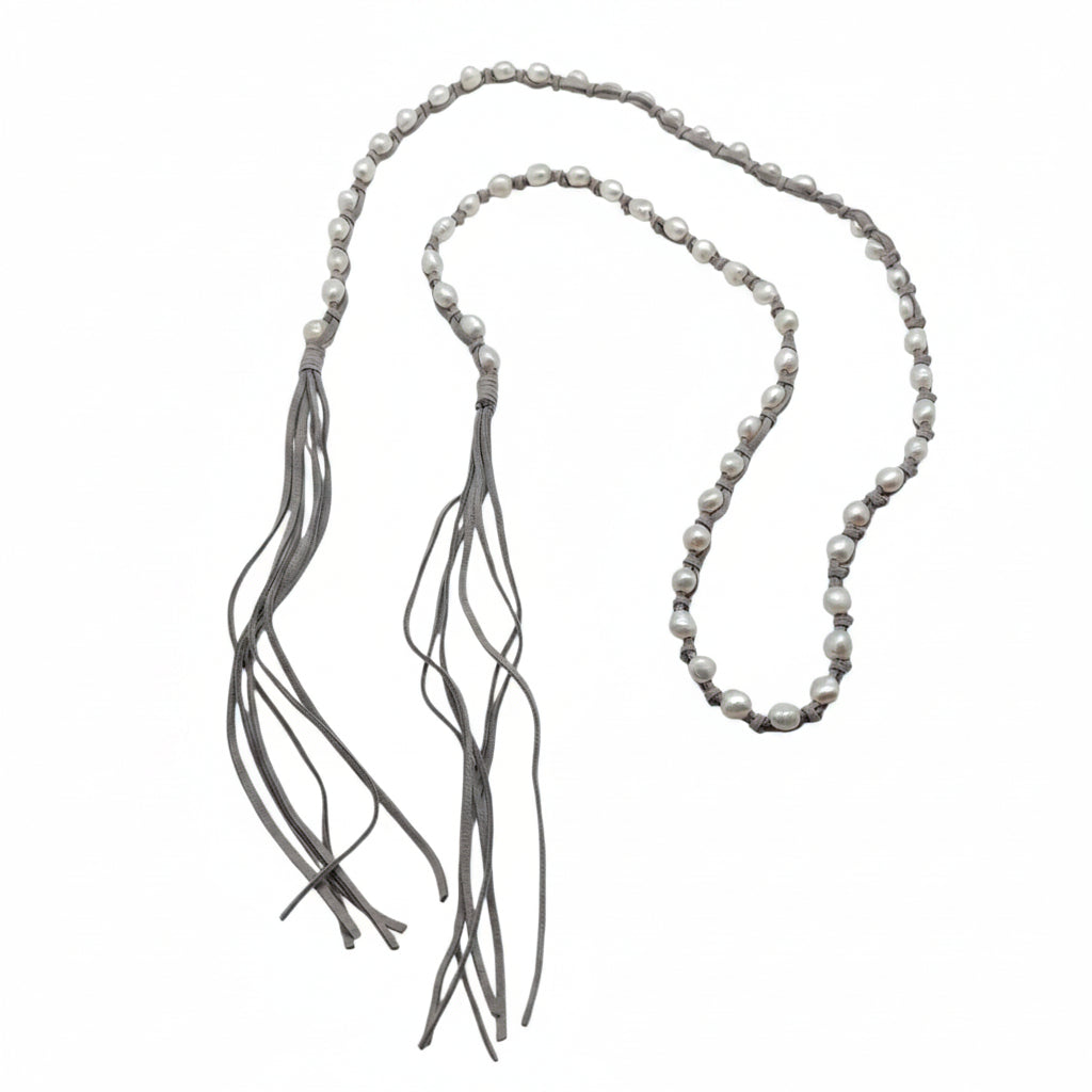 BOHO GRAY PEARL NECKLACE
