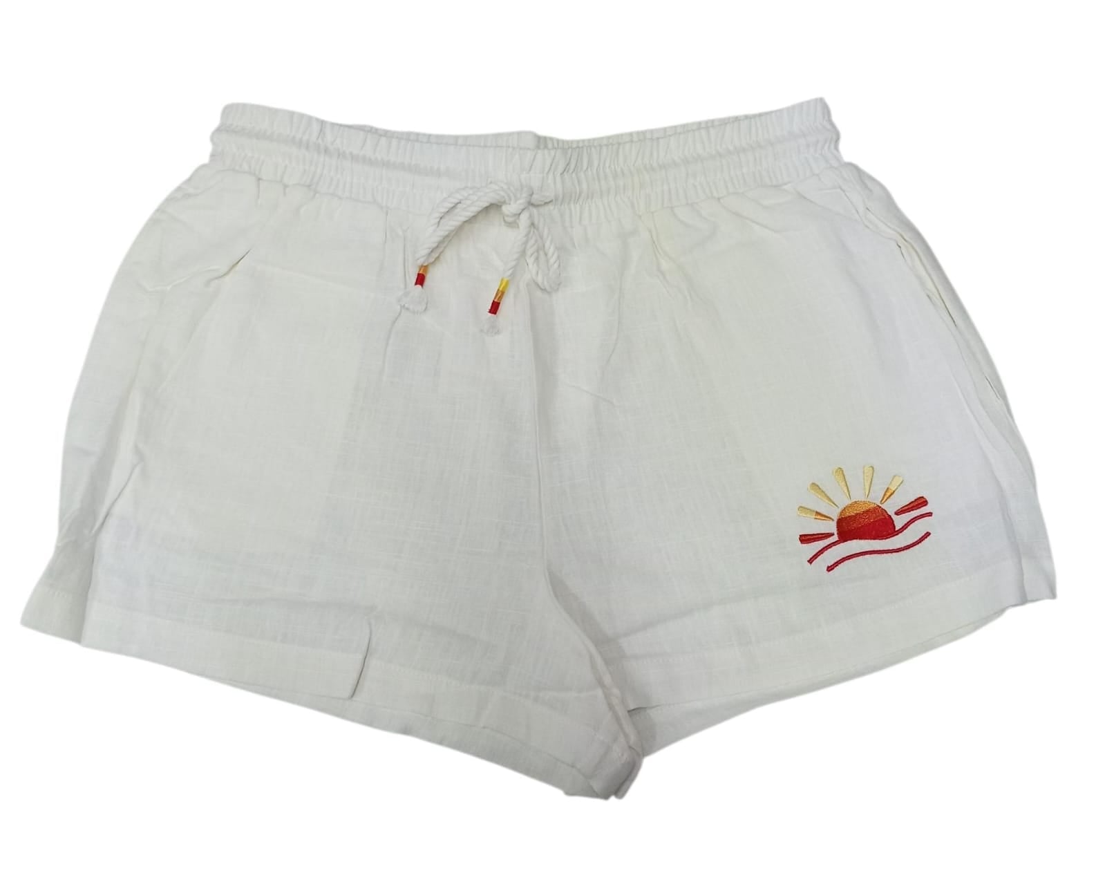 WHITE OMBRE EMBROIDERED SHORT