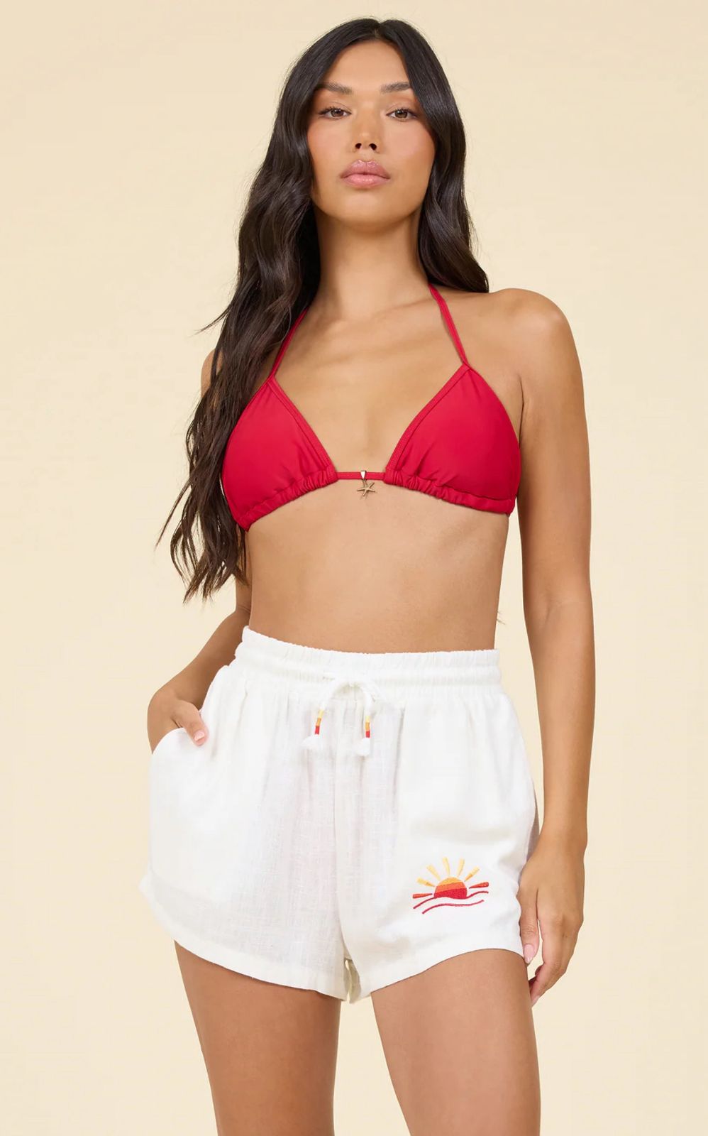 WHITE OMBRE EMBROIDERED SHORT