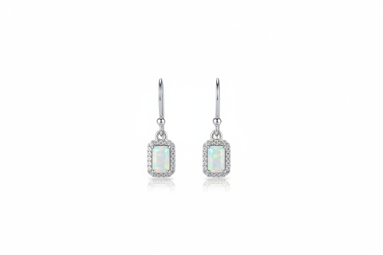 ETHIOPAN OPAL EARRINGS SQ W CRYSTALS - Sax Style
