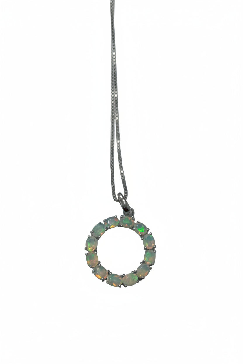 ETHIOPAN OPAL NECKLACE SQ W CRYSTALS - Sax Style