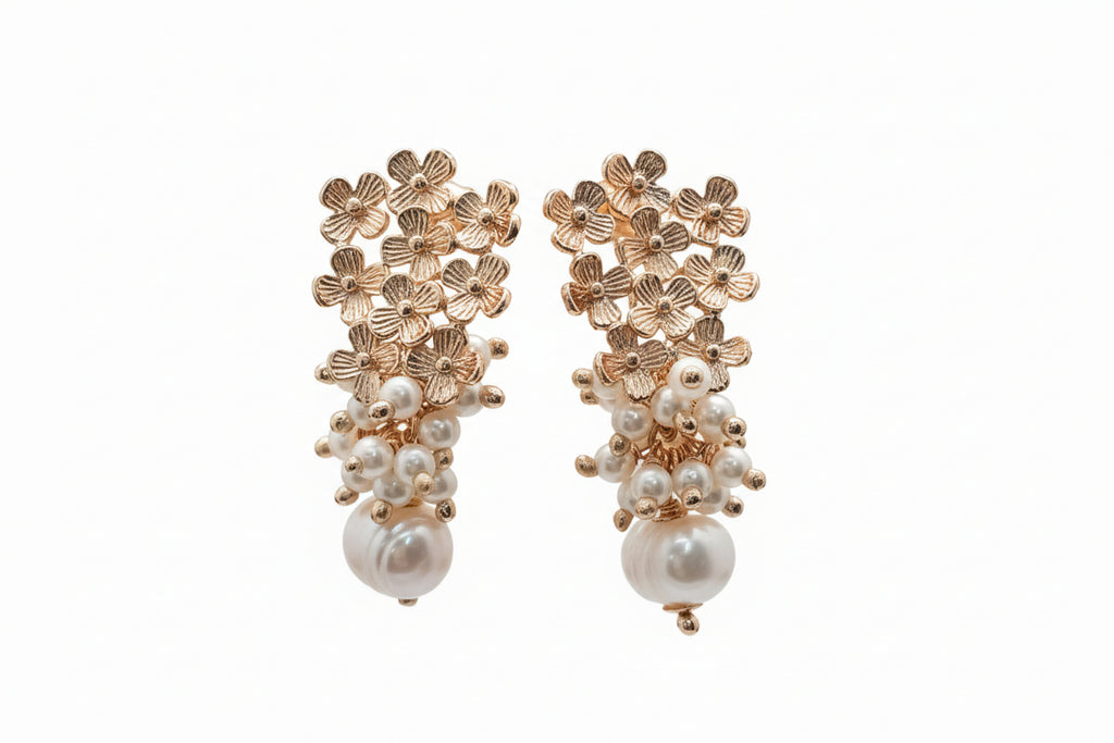 EARRING FLOWER AND PEARLS FEME