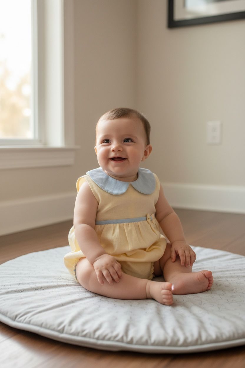 BABY BODY YELLOW AND BLUE LINEN