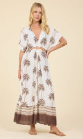 LUXE PALM PRINTED O-RING MAXI DRESS