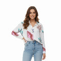 SEASCAPE PRINT CREPE BUTTON DOWN SHIRT