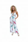 SEA SCAPE PRINT CREPE JUMPSUIT WITH METAL TRIM