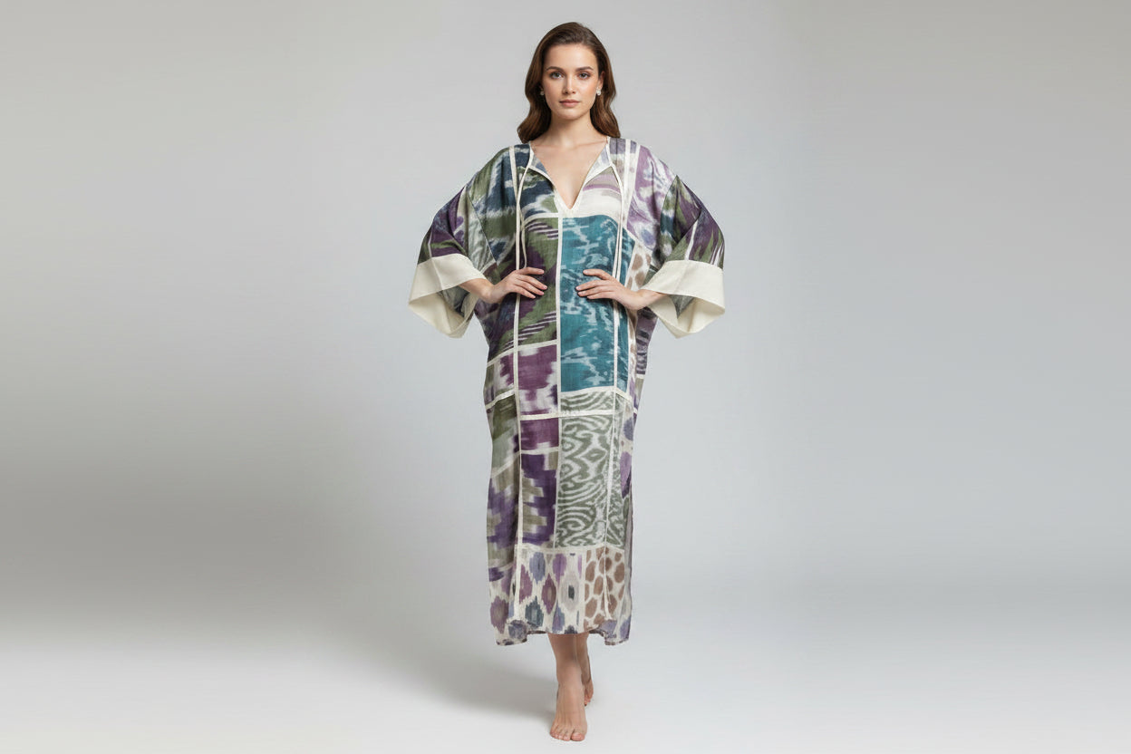 KAFTAN  PURPLE AND GREEN