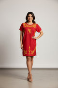 DRESS BLUE EMBROIDERED