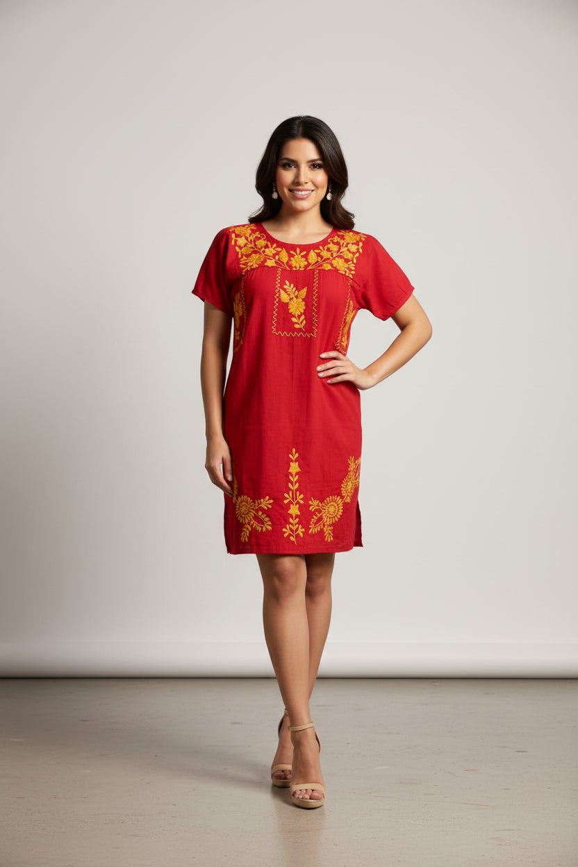 DRESS BLUE EMBROIDERED