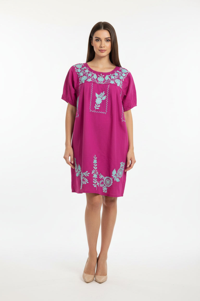DRESS BLUE EMBROIDERED