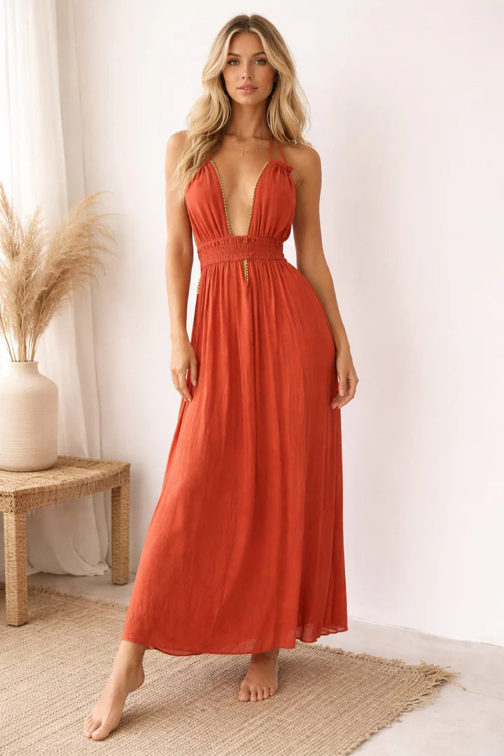 Cleopatra Dress- Rayon Crinkle Bohemian Maxi