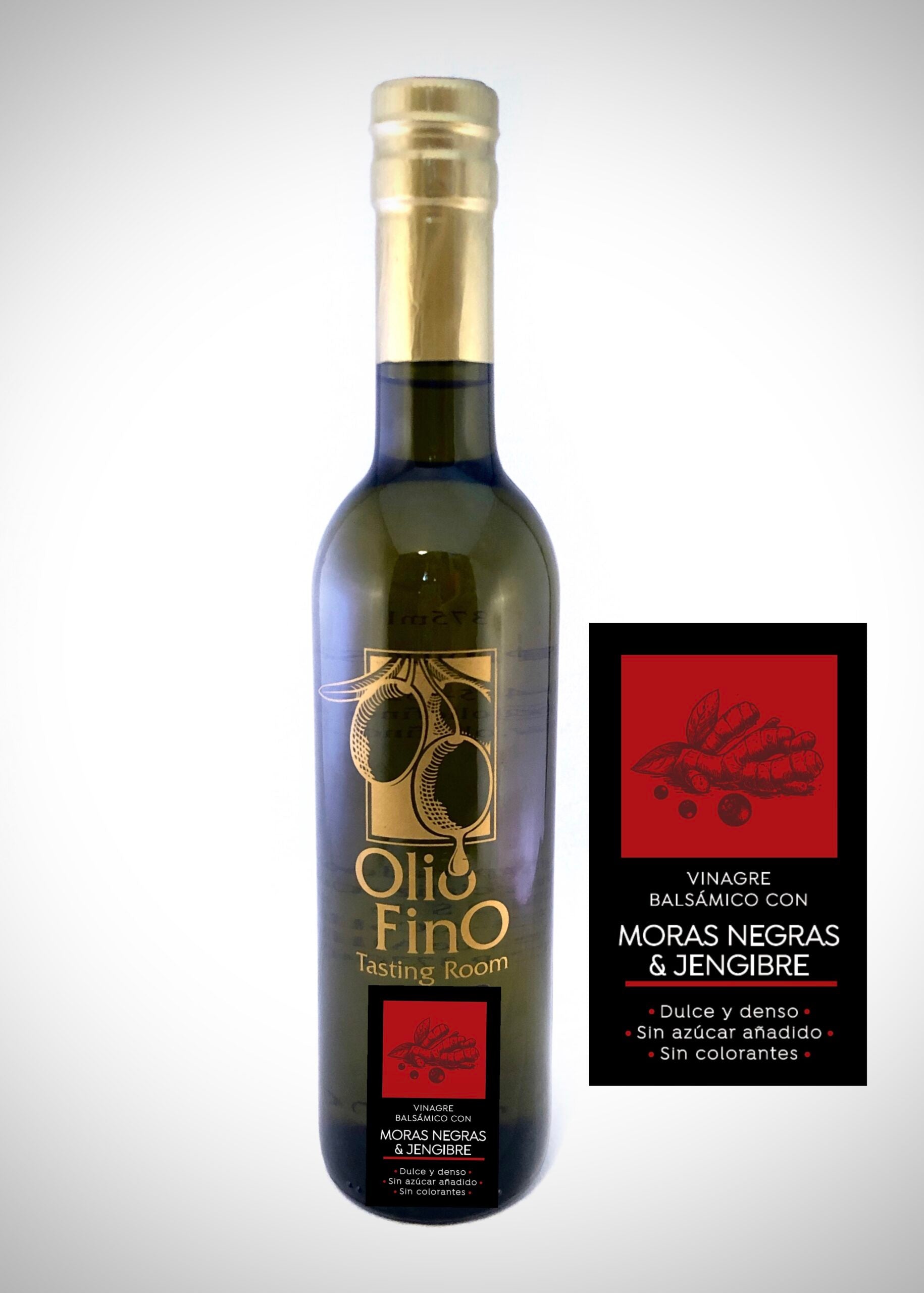 VINAGRE BALSAMICO OSCURO AÑEJADO CON MORAS NEGRAS Y JENGIBRE  375ML