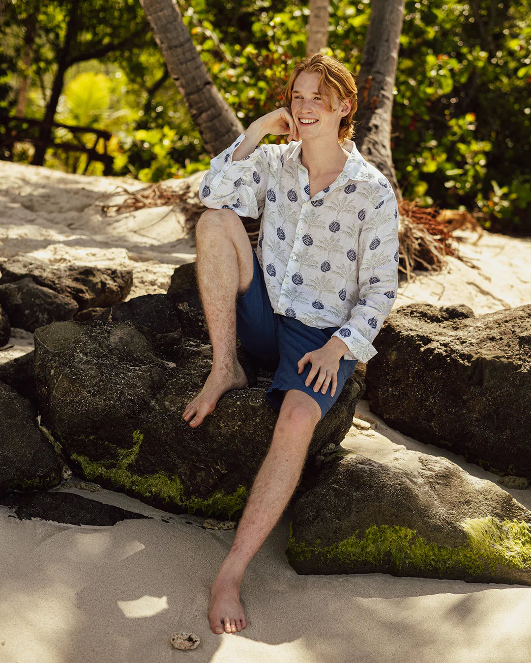 MENS LINEN SHIRT POTTED PALM