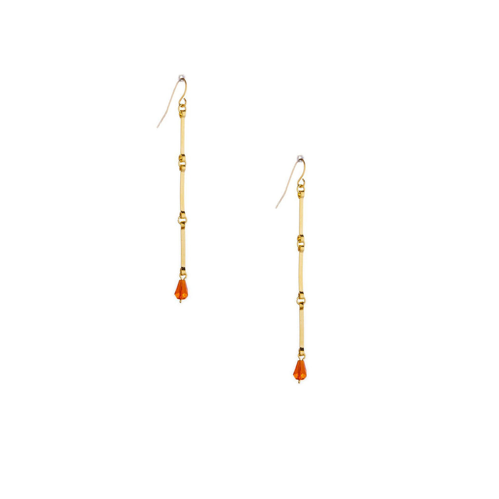 Hammered Bohemian, Geometric gold plated crystal Bohemian Earrings