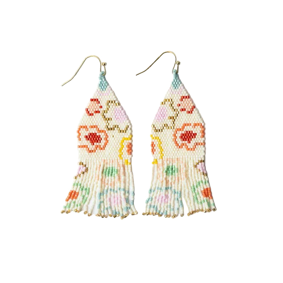 Delilah Poppies Beaded Fringe Earrings Multi - Sax Style
