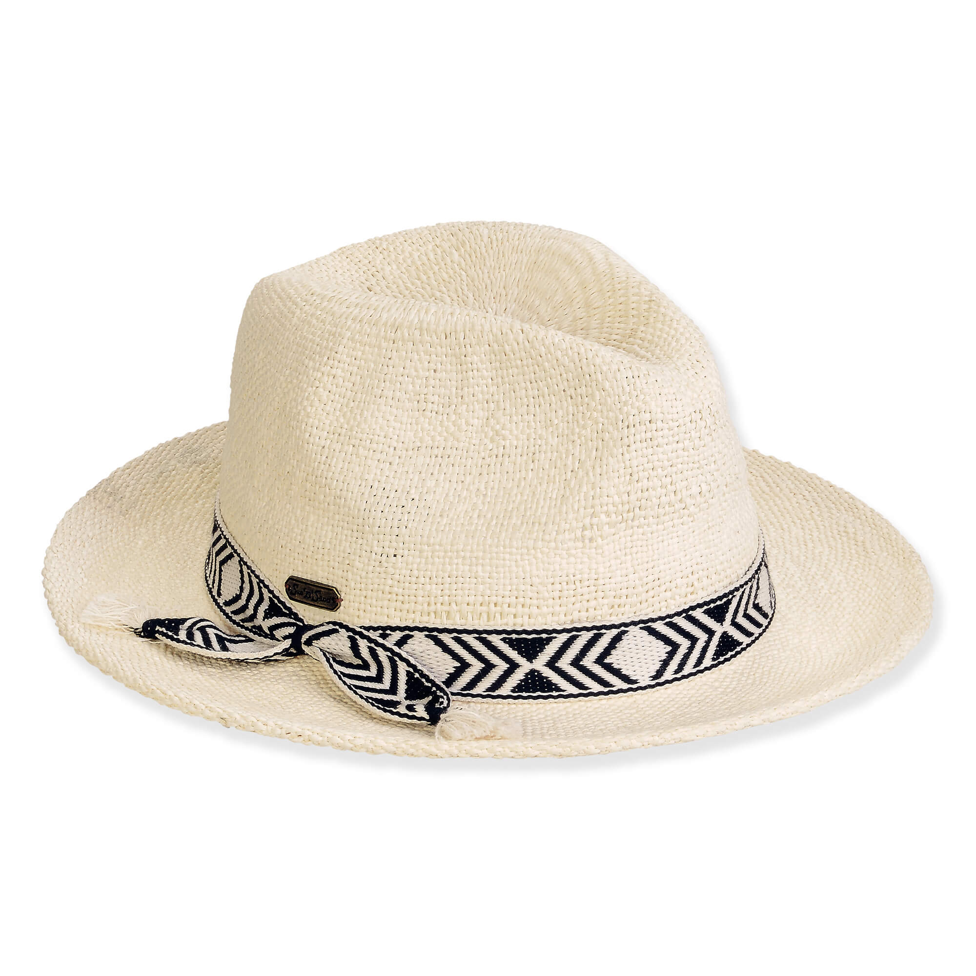Women's Ecru, Paper Straw Fedora, Brim Hat
