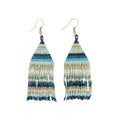 Lexie Horizontal Stripes Beaded Fringe Earrings Blue - Sax Style