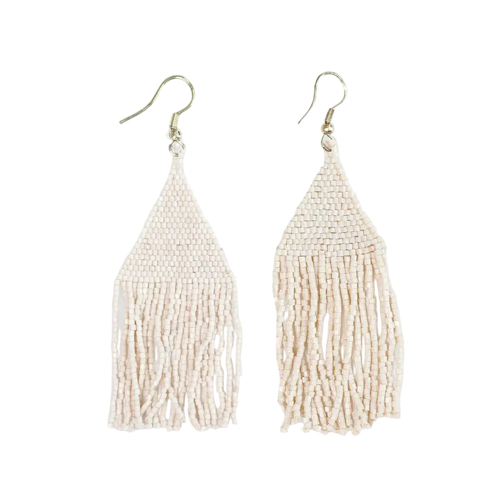 Lexie Solid Beaded Fringe Earrings Cream - Sax Style