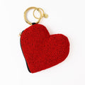 Mary Puffy Heart Seed Bead Coin Purse Red - Sax Style