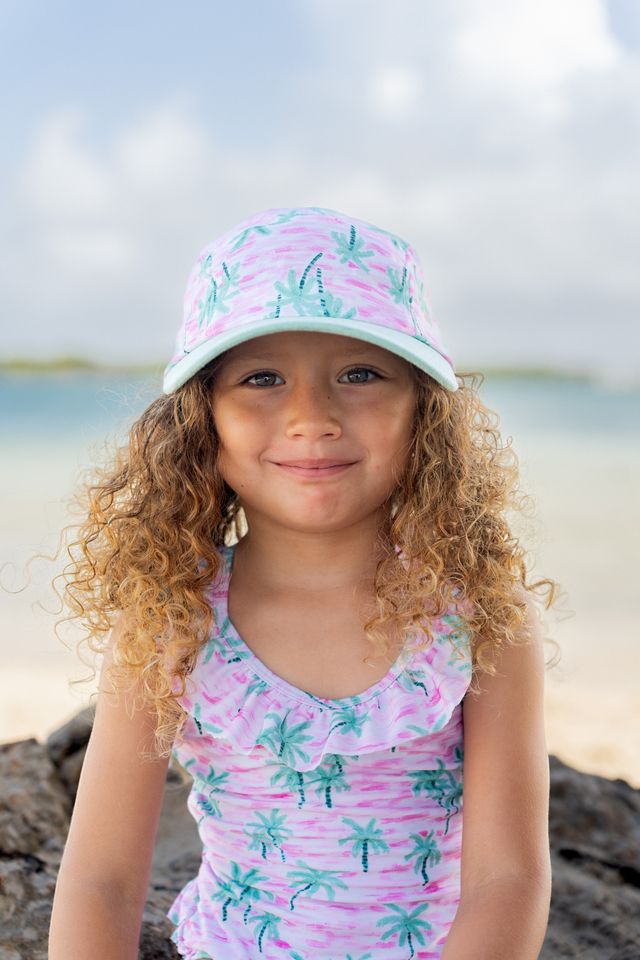 Mindy Crossback Swimsuit ARTSY PALMS UPF 50+ - Sax Style