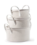 White Round Baskets w/Handles