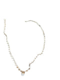 Bohemian Gold Filled Braided Silk Thread Necklace with White Rice Pearl