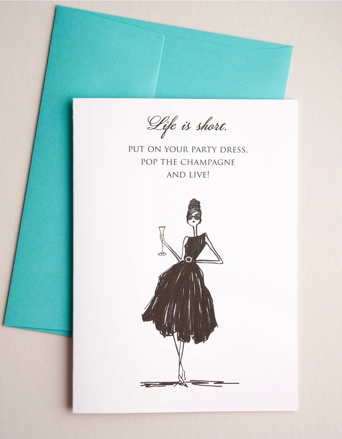 PARTY DRESS GREETING CARD - Sax Style